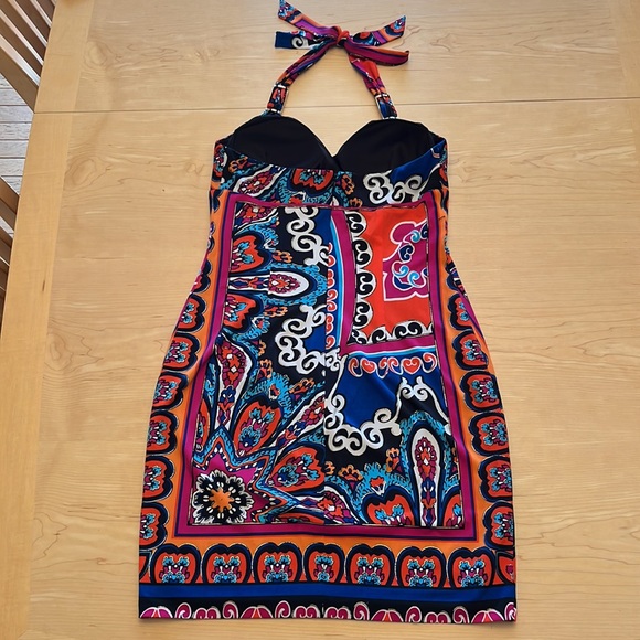 Cache Scarf Print Halter Dress Sz 6 - Picture 11 of 17